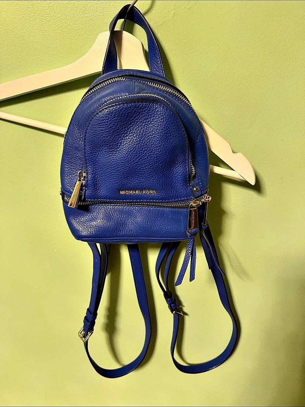 Michael Kors Rhea Mini Leather Backpack Blue